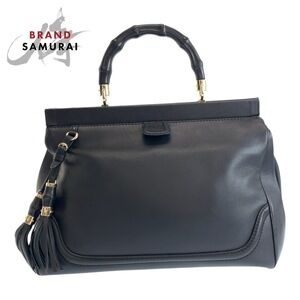 GUCCI Bamboo bag black leather handbag